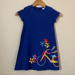 Hanna Andersson Knit Dress size 120cm (US 6-7) Blue with Bicycle detail